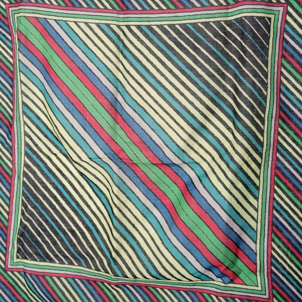 Vintage 1980s Emanuel Ungaro Square Cotton Scarf Green Geometric Mod Designer